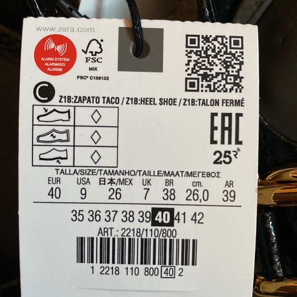 NWT. Zara Black Animal Print High Embossed Heel Mules. Size 9 - Picture 9 of 11